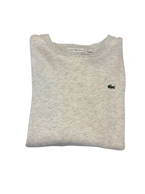 Lacoste Men's Heather Light Gray Crewneck with Green Crocodile Logo EUC